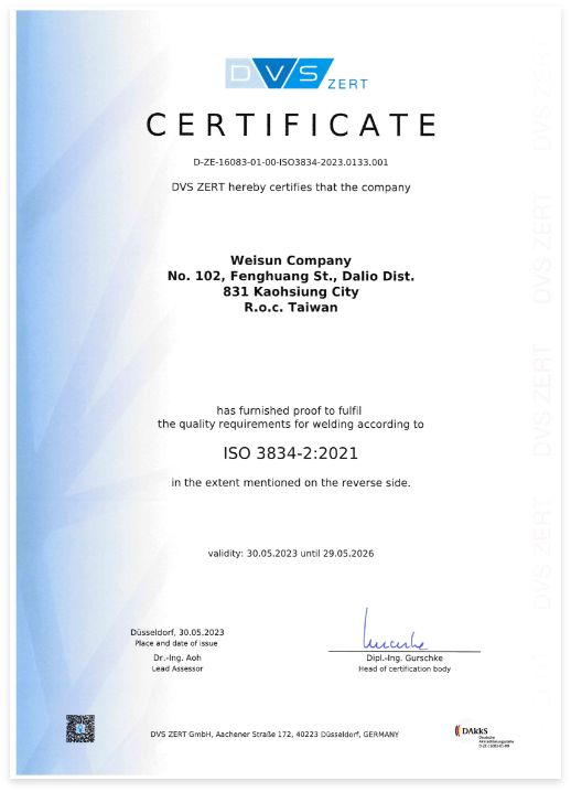 ISO 3834-2 Quality Management System for Fusion Welding of Metallic Materials